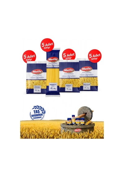 500g Karma Kutu / 5 Pk. Spagettı - 5 Pk. Burgu - 5 Pk. Ince Kesme - 5 Pk. Fiyonk