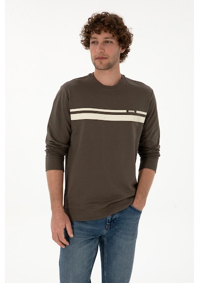 U.S. Polo Assn. Erkek Regular Fit Bisiklet Yaka Vizon İnce Sweatshirt 50313801-VR052