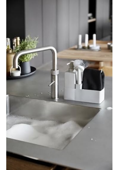 Spülorganizer Mit Seifenspender Spülmittelspender Spültuch Und Spülbürste 19 X 6 X 20 5 Cm Set Mit 4 Teilen Grau Çok Renkli