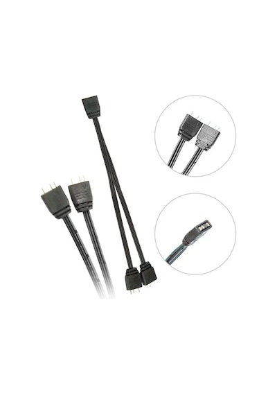 Coolmoon 5v 3pin Argb 2 Port Splitter Çoklayıcı Kablo - 5v 3pin Uzatma Kablosu 1 Dişi To 2 Erkek