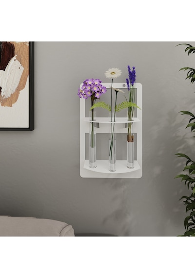 Trio Modern Metal Duvar Vazosu - 3 Lü Cam Tüp Çiçeklik - Be-mcıc-byz