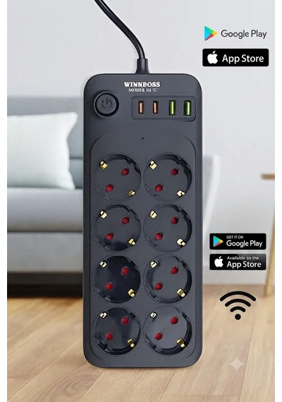 Akım Korumalı Wifi 8'li Priz Kamera