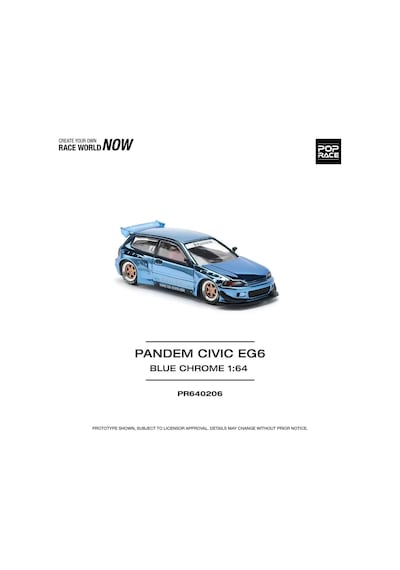 Pop Race 1/64 - Pamdem Civic Mavi Krom - Pr64-0206