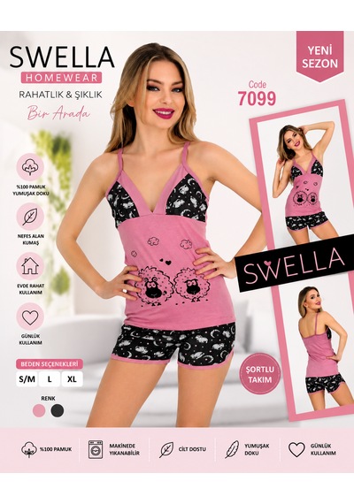 Swella Kadın Pijama Takım Pembe
