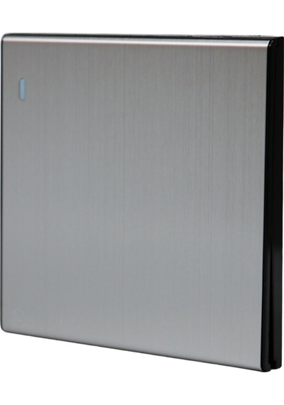MERALLI INOX 1'li anahtar, hakiki fırçalanmış paslanmaz çelik, çerçevesiz 86×86 Düz kasa dahil