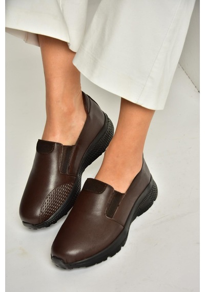 Fox Shoes T555082003 Kahverengi Hakiki Deri Comfort Ortopedik Taban Kadın Ayakkabı Kahverengi-hakiki Deri