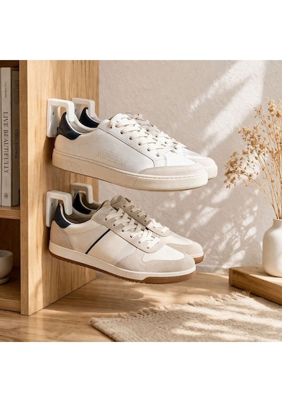 Duvar Tipi Ayakkabı Askısı 2 Li Set Sneaker Duvar Rafı Yer Kaplamayan Organizer Kırmızı