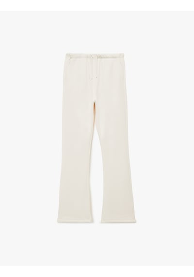 Koton Rahat Kesim Bağlama Detaylı Pamuk Karışımlı Şardonlu Pijama Altı Bej 6wlk40139mk Ekru