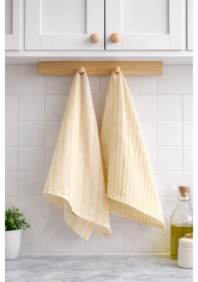 %100 Pamuk Çift Kat Müslin Mutfak Kurulama Bezi 2 Li Set 40x60 Cm Emici Yumuşak Mutfak Havlusu - Elv-mkb Turuncu