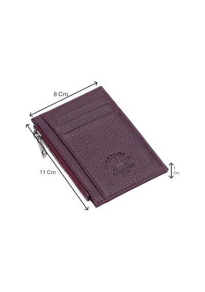 Westpolo Ivo Fermuarlı Bozuk Para Bölmeli Unisex Hakiki Flötr Deri Kartlık - Mor 4125838