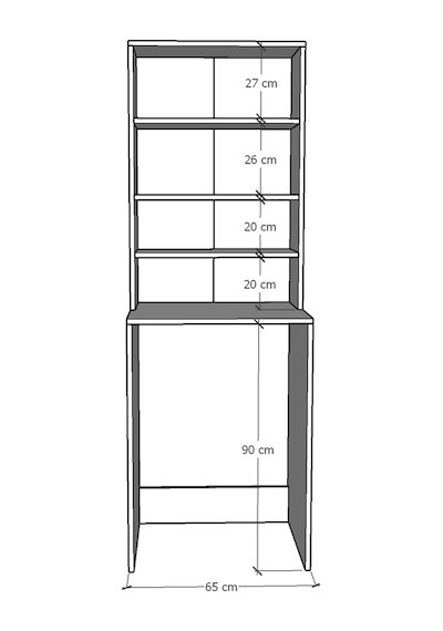 Asra Trend Çamaşır Makinesi Üstü Banyo Dolabı BD-04 %100 MDF 4 Katlı Organizer Raf Beyaz