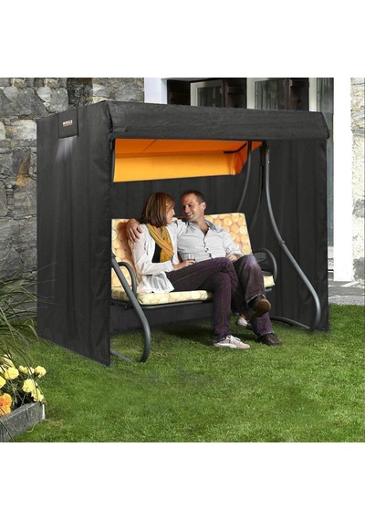 Bahçe Salıncak Koruma Örtüsü Üç Kişilik Tenteli Hamak Bahçe Salıncağı Koruma Kılıfı Su Geçirmez Branda Dayanıklı 210x125x170cm Siyah