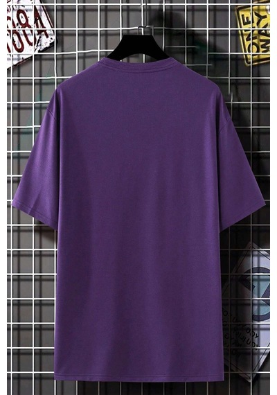 Uyguntarz Erkek Dreamer Baskılı Oversize Tshirt Mor