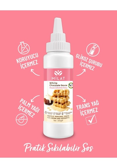 Beyaz Tatlı Sos 300 G - Waffle & Krep & Pankek & Tatlı & Dondurma Sosu