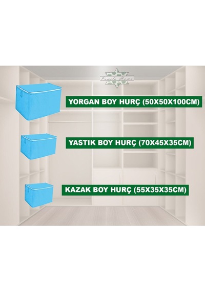 Kazak Hurcu 5li Set Tela Dayanıklı Malzeme Çok Amaçlı Hurc 55x35x35 Tela Mavi Diğer