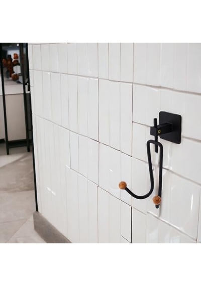 Yapışkanlı Siyah Metal Uzun Çatal 2'li Askılık Sağlam Banyo Lavabo Aparat Bornoz Havlu Asma Askı Çok Renkli