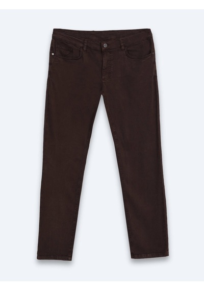 Kip Kahverengi Dokuma Slim Fit Spor Pamuk Karışımlı Pantolon