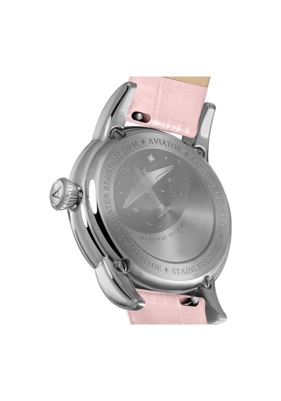 V.1.33.0.257.4 Pembe Deri Kayışlı 36 Mm Kadın Kol Saati Safir Cam 2 Yıl Garantili Pembe - 860619371 Metalik