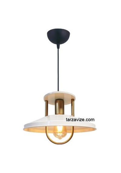 Tarzavize Trt39 Dekoratif Beyaz Tekli Retro Modern Sarkıt Avize Beyaz