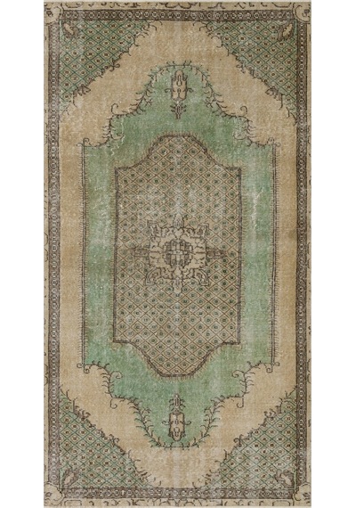 Ilham Verici Vintage El Işlemeli Yün Halısı - 126x236 Cm 9981