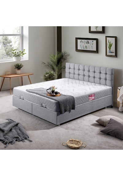 Venedik Çift Kişilik Baza Başlık Letto Yatak Seti - Açık Gri 150 x 200