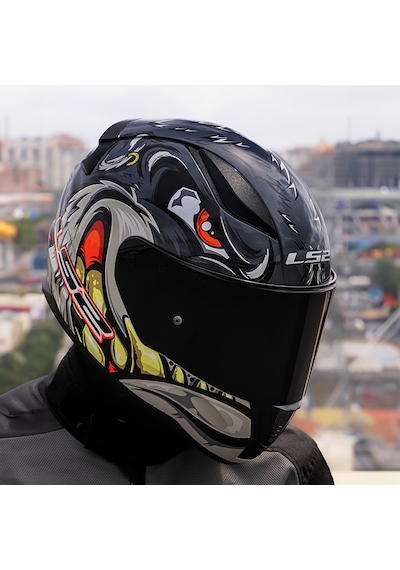 Siyah Cam + Ls2 Rapid 2 Spox Motosiklet Kaskı Gri