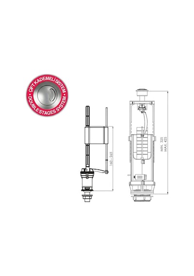 Nkp Rezervuar İç Takım -çift Basmalı -hidro Flatörlü-3/6 Litre-0132 Diğer