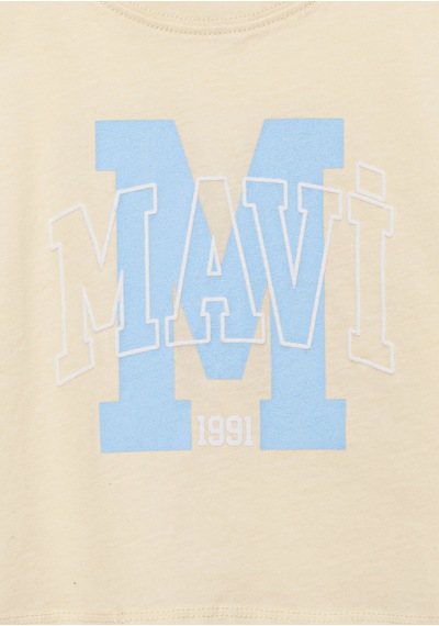 Mavi - M Logo Baskılı Sarı Tişört 7610276-89145 Sarı