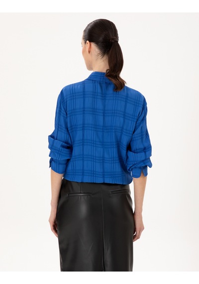 Pierre Cardin Kadın Saks Gömlek Desenli 50292247-vr045 Saks