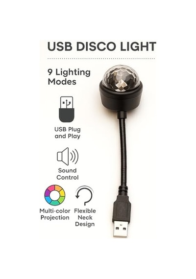 Busstier Araç İçi Led Işık Usb Disko Topu Çok Renkli 9 Modlu Tavan Ve Ayak Altı Aydınlatma Ses Kontrollü Mini Projektör Parti Atmosfer Lambası 10c