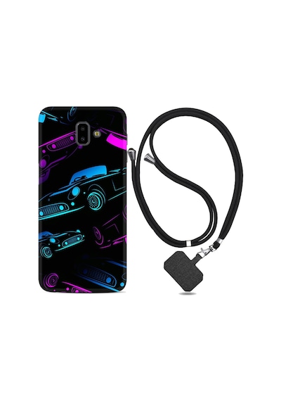 Samsung Uyumlu Galaxy J6 Plus Kılıf Ipli Askılı Cars Neon 1618