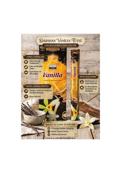 Darshan Golden Series Vanilla Vanilya Çubuk Tütsü 20 Adet