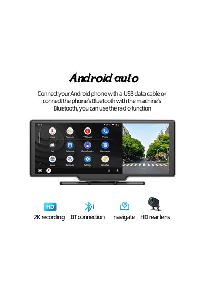 10 Süper Hd Ips Dokunmatik Ekran Akıllı Ekran Araba Stereo Ön Kaydedici Dahili 12v-24v Kamyon Van Kablosuz Carplay A