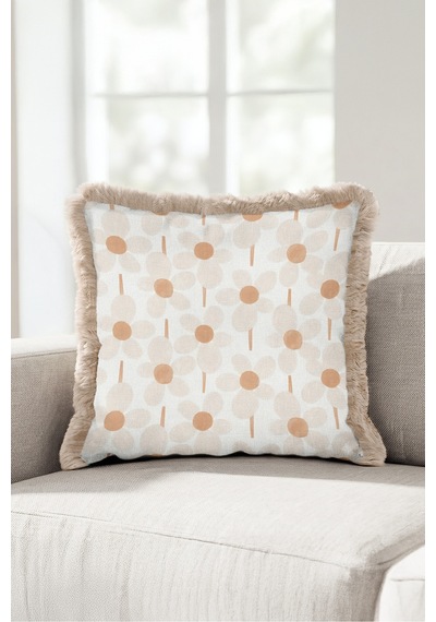 Puantiyeli Geometrik Saçaklı Yastık Kılıfı-soft Minimal Boho Bej Krem Vizon Püsküllü Kırlent Kılıfı Sessiz Esinti Serenat