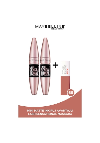 2'li Lash Sensational Ekstra Siyah Maskara+ Mini Super Stay Matte Ink Likit Mat Ruj 65 Seductress pktlshekstrsyhx2hdy-8210 Diğer