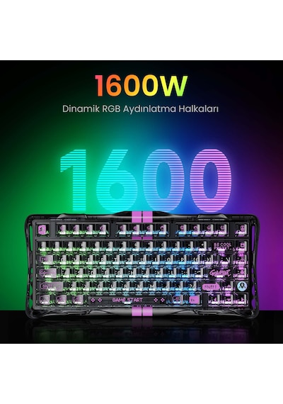 Gravastar Mercury V75 Lite Hall Effect, Rapid Trigger 8.000 Hz Kablolu Manyetik Klavye + M2 26.000 D Optik