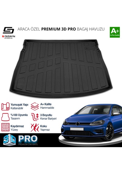 S-dizayn Vw Golf 7 3d Pro Bagaj Havuzu Üst Bagaj 2012-2020 A+ Kalite