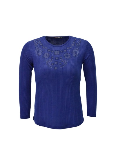 Kadın Taşlı Kaşkorse Bluz Bgl-st04136 İndigo