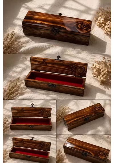 Kutusu Ahşap Tesbih Masif Cam El Yapımı 26x6x5 Cm Koleksiyon Kutusu 45663050