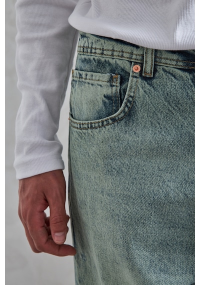 Erkek Ekstra Baggy Jean Pantolon Yeşil