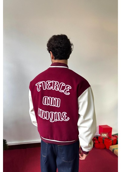 Flaw Fierce Baskılı Kolej Ceket-28538 Bordo