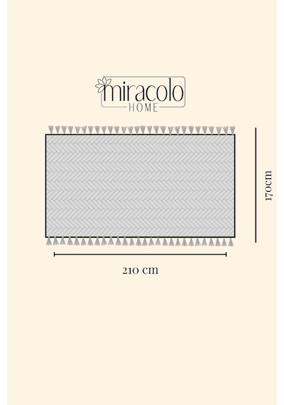 Miracolo Home Pamuklu Önden Saçaklı 170x210 Koltuk Örtüsü Atrasit