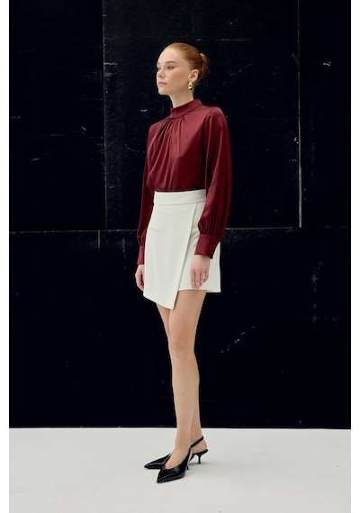 Sateen Talia Şort Etek - Ekru-137065 Ekru