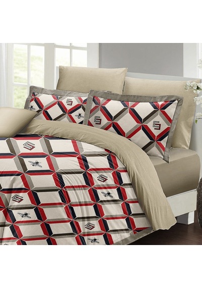 Monohome Geometric Design Çift Kişilik Nevresim Takımı 3D Pamuk S