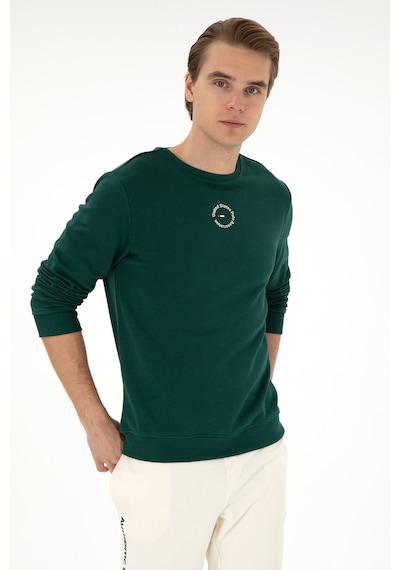 U.S. Polo Assn. Erkek Regular Fit Bisiklet Yaka Koyu Yeşil Sweatshirt 50293436-VR079