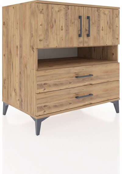 Kronos Şifonyer 3 Raflı 2 Çekmeceli 2 Kapaklı 88x59x96 Çam-çam Atlas Çam