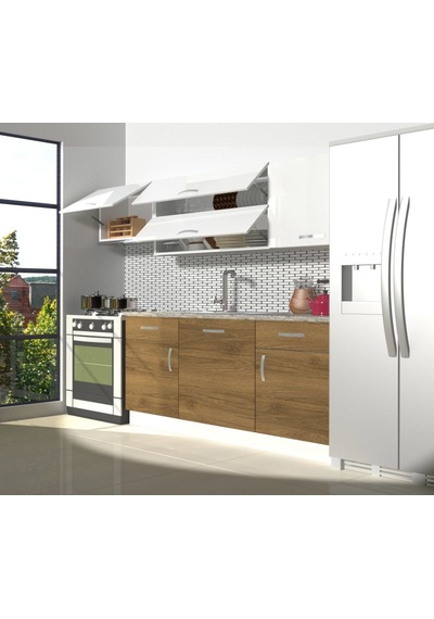 Decoraktiv Prestij 220 Mdf Hazır Mutfak Dolabı - Tezgah Dahil - Pera Beyaz Beyaz - Meşe Decoraktiv Prestij 220 Mdf Hazır Mutfak Dolabı - Tezgah Dahil - Pera Beyaz Beyaz - Meşe