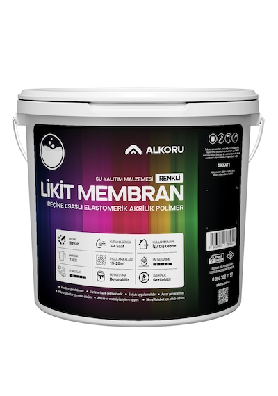 Alkoru 13 Kg Beyaz Likit Membran Renkli Reçine Esaslı