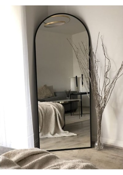 Enc Home Siyah Ayaklı Metal Boy Aynası 180 x 60 CM Kahverengi
