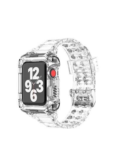 Wozlo Apple Uyumlu  Watch 1, 2, 3, 4, 5, 6, 7, 8, Se Kasa Koruma 42/44/45mm Spor Kordon Kayış - Şeffaf